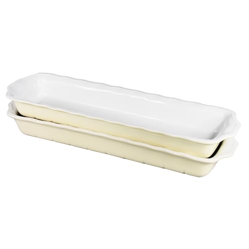 Creativity Home Ceramic Loaf pan, Set of 2, Rectangle Bakeware Baking Supplies Heritage Loaf Pan - Relatively long, for Cake Bread Meatloaf and More 16.3