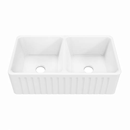 Image of Swiss Madison Well Made Forever SM-KS246 Delice Duo Farmhouse Sink, Glossy White