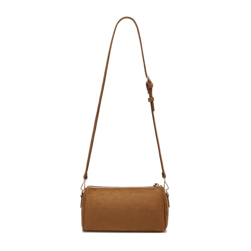 JOLLQUE Suede Crossbody Bag for Women, Luxury Small Barrel Clutch Handbag Purse, Fall Winter Shoulder Bags3