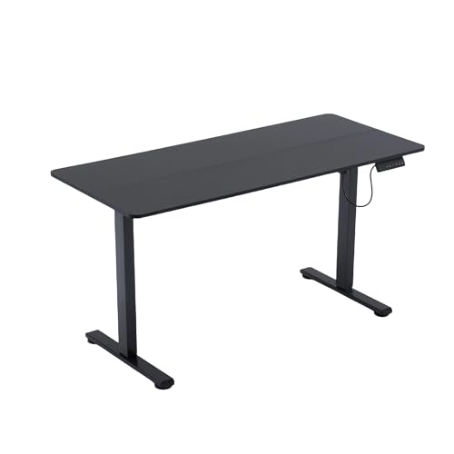 GiliMax 電動昇降デスク 幅140cm スタンディングデスク 昇降式 テーブル 高さ調整 72-120cm リモートワーク・テレワーク・在宅勤務に最適 省スペース おしゃれ 木目調 天板 コード収納 フレーム 昇降デスク (140*60-ブラック)