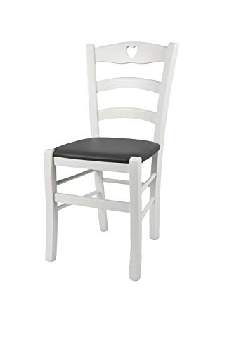 t m c s Tommychairs - Chaise Cuore pour Cuisine, Bar et Salle à Manger, Robuste Structure en Bois de hêtre laqué en Couleur Blanc et Assise rembourrée et...