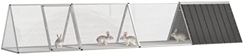 Large Expandable Galvanized Steel Rabbit Cage - Outdoor Animal Hutch, 119.1x31.7x28in, Ventilated Design for Rabbits and Bunnies, Perfect Playpen for Pets