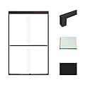 Transolid FBPT487608C-S-MB Frederick 45.75-47 in. W x 76 in. H Semi-Frameless Bypass Shower Door in Matte Black with Clear Glass