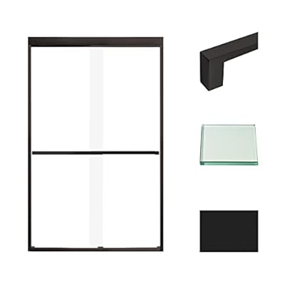 Transolid FBPT487608C-S-MB Frederick 45.75-47 in. W x 76 in. H Semi-Frameless Bypass Shower Door in Matte Black with Clear Glass