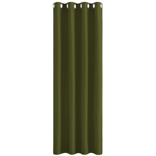 PONY DANCE Window Blackout Curtain - Green Curtain Solid Thermal Insulated Top Ring Blackout Curtain Energy Saving Eyelet Window Treatment Living Room, Set of 1, 55x94 Inch, Olive Green