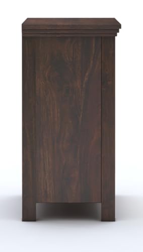 Image of Sheesham Wood Bedside Table for Bedroom Living Room Home Office with 1 Drawer and Cabinet Storage Solid Wood Table Furniture | End Table | Nightstand | Sofa Side Table (Walnut Finish)