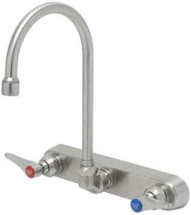 S-1147 8" Stainless Steel Workboard Mixing Faucet with 5 3/4" Stainless Steel Swivel Gooseneck with 2.2 GPM Stainless Steel Aerator