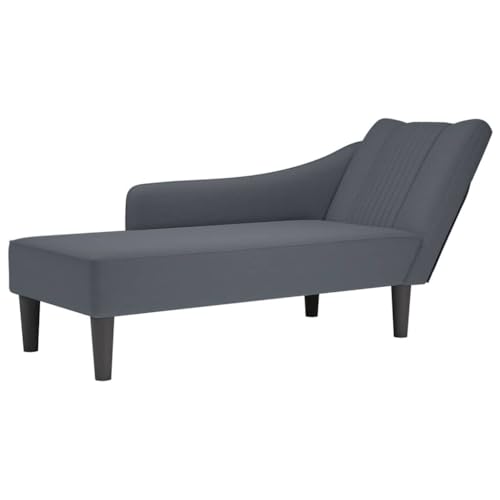 vidaXL Chaiselongue mit Rechter Armlehne Dunkelgrau Samt, Recamiere, Loungesessel, Lounge Sofa, Lounge, Loungesofa, Wohnzimmersofa, Akzentsessel