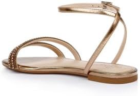 Jewel Badgley Mischka Roslyn Metallic Flat Sandal with Crystals - Image 4