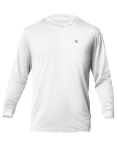 Baitium Men's Dry-Fit UPF 50+ Long Sleeve Shirt, White (Regular), SPF 50 Protection, Recycled Polyester, Fishing, Outdoors