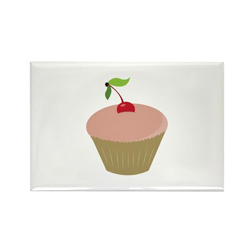 CafePress Cherry Topped Cupcake Magnets Rectangle Magnet, 2"x3" Refrigerator Magnet
