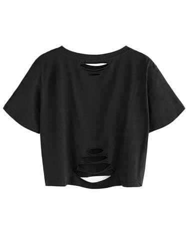 Avanova Women Los Angeles Graphic Distressed Oversized Crop Top Short Sleeve Ripped Boxy Loose Tee Shirt2