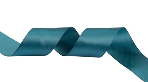 Fondersy 38mmX 91M Double Faced Satin Ribbon Teal Polyester Ribbon for Gift Wrapping Wedding Decoration Floral Arrangement Crafts - Image 3
