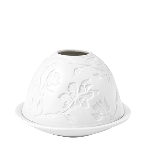 Photophore lithophanie Fleurs Majestueuses en Biscuit de Porcelaine
