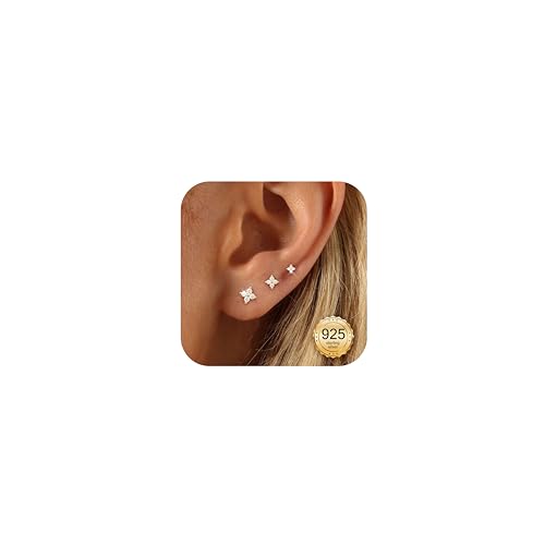 Clous d'oreilles fleur et étoile en argent 925 véritable et zircon brillant