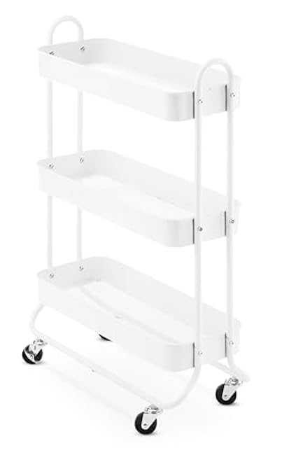 Whitmor 3-Tier Slim Cart - Kitchen, Pantry, Bathroom Rolling Storage Cart - White-lYNTF0WR