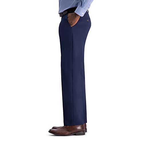 J.M. Haggar Men's Classic Fit Flat Front Solid Stretch Dress Pants, Blue, 42W x 32L US - image 3