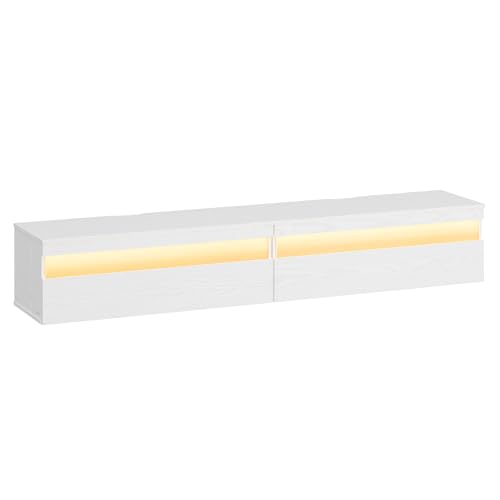 VASAGLE Kailyn Kollektion - TV-Lowboard, TV-Board hängend, Hängeschrank Wohnwand, für Verschiedene Fernseher, Fernsehtisch, für Wohnzimmer, modern, 178 x 35 x 30 cm, schneeweiß LTV138W03