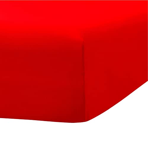 Image of Ghooss Full Size Fitted Sheet Soft,Single Fitted Deep Pocket Sheet,Wrinkle,Fade and Stain Resistant,1 Pack,Red
