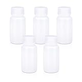 UMETASS 2 oz Wide Mouth Lab Reagent Bottle, Translucent HDPE, Sealed Leak-proof, Pill & Water Sample Bottle (5 Pcs)