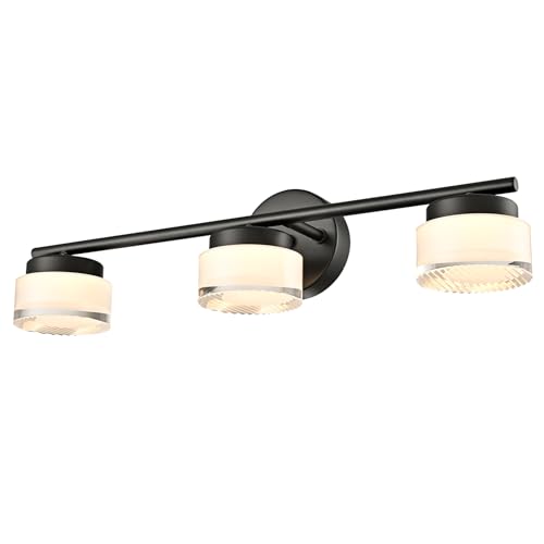 Image of DAYCENT 3-Light LED Bathroom Vanity Lights Black Wall Light Over Mirror