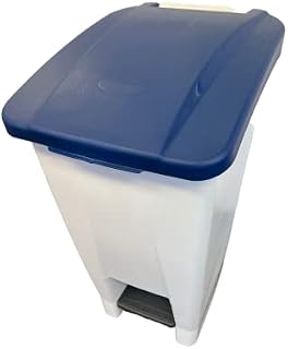 Chabrias Ltd 60 Litre Step On Container Home Kitchens School Waste Medical bin Pedal Bin Plastic BPA-free White Base & Colour Lid (Blue)
