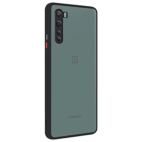 Image of Matte Finish Shockproof Hard Back and Side Soft Smoke Back Case Cover for OnePlus Nord - Black