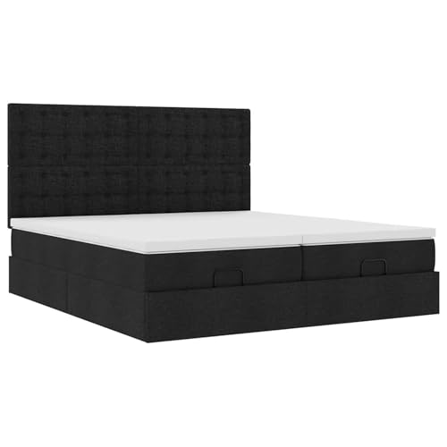 Fasba Ottoman-Bett mit Matratzen & LEDs Schwarz 160x200 cm Stoff, Polsterbett Doppelbett Stilvolles Funktionsbett mit hydraulischem Stauraum3314578 – Bild 8