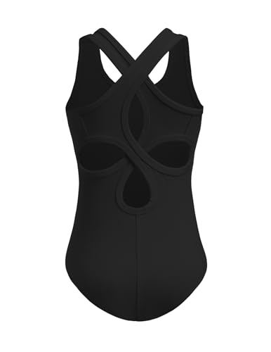 Zaclotre Girls Ballet Leotards Hollow Back Sleeveless Tank Dancewear Bodysuit Kids Dance Leotards Black 6-7Y