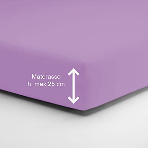 Home Tresor - Lenzuolo Sotto Con Angoli Per Piazza E Mezza - 100% Cotone Made In Italy - 57 Fili/cm², Maxi 140x200 Cm, H. Materasso 25cm - Colore Ambra