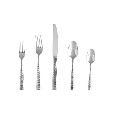 Fortessa Lucca Flatware Set, 20-Piece, Faceted Stainless Cover