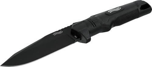 Walther Taschenmesser BUK, 440C Stahl, feststehendes Messer ideal für Outdoor, inkl. GFK-Scheide mit Gürtelclip