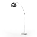 Teamson Home Arquer 68.1" Arc Floor Lamp for Living Rooms, Home Offices, Dining Rooms, Bedrooms with Faux White Marble Base and Chrome Bell Shade