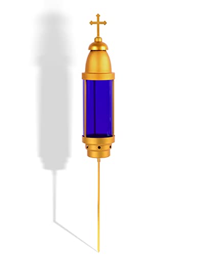 Greek Cross Cemetery Lights by Eternal Light,Greek Cross Memorial Light,Greek Cross Vigil light,cemetery candle holder for grave,Grave Decorations for Cemetery,Blue