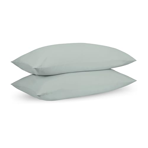 Image of Percale Cotton Cooling Bedsheet Set - 100% Cotton, Soft & Breathable, Bedsheet 106x106 in + Pillow Covers 18x27 in, Premium Bed Linen for All Seasons (Rain Green, King)