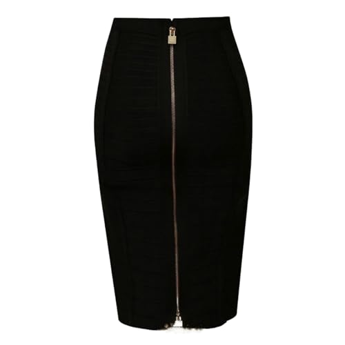 CMZYBBD Gonna Donna Gonna Sexy da Donna con Doppia Cerniera, Gonna A Vita Alta, Design Che Valorizza I Fianchi-Nero-m