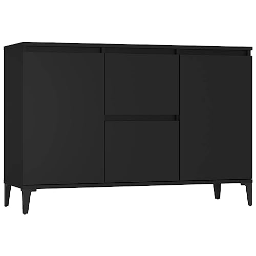 vidaXL Sideboard 2 Schubladen 2 Türen Kommode Anrichte Schrank Beistellschrank Mehrzweckschrank Standschrank Schwarz 104x35x70cm Holzwerkstoff