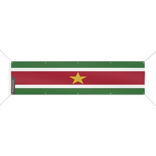 Drapeau du Suriname 140x560cm XL avec 10 oeillets renforcés pour mât