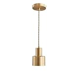  Nordique Rétro Industrie Cuivre Lustre En Laiton Poli Tête Unique LED Plafond Luminaire Suspendu Personnalité Bar Restaurant Hôtel Chevet Pendentif Suspension Lumière Tissé À La Main Rotin Titulaire