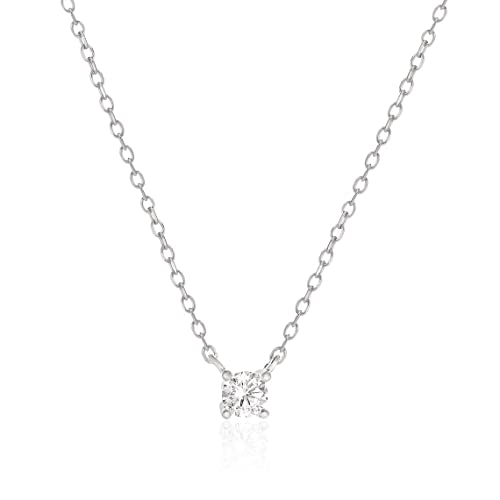 Venoco Dainty Cz Diamond Necklace For Women 14K Gold Plated Single Round Cubic Zirconia Solitaire Pendant Necklaces Square Simulated Diamond Choker Necklace Bridesmaid Jewelry Gifts #TOP5