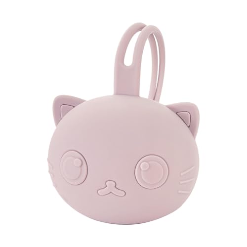 おしゃぶりコンテナ、シリコンポータブルトラベルおしゃぶりポーチストラップ付き|ニップルホルダーケースかわいい猫型コンテナ、おむつバッグ、ベビーカー、財布用