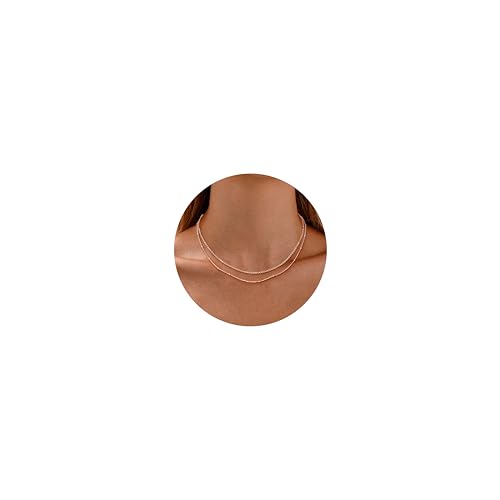 ORAZIO Collana Argento 925 Donna Collane Catena Placcato Oro Rosa Collana Donne Satellite Stratificazione Girocolli Catene Collane Choker...