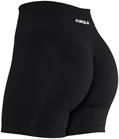 AUROLA Intensify Workout Shorts for Women Seamless Scrunch Short Gym Yoga Running Sport Active Exercise Fitness Shorts Black