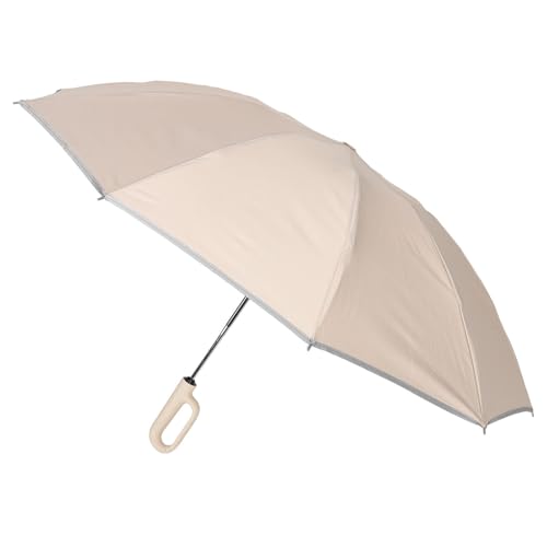 USHOBE Paraguas Abrazadera de Anilla Automático Compacto Resistente al Viento Tira Reflectante para Actividades al Aire Libre y Paseos Nocturnos de Nylon y Acero