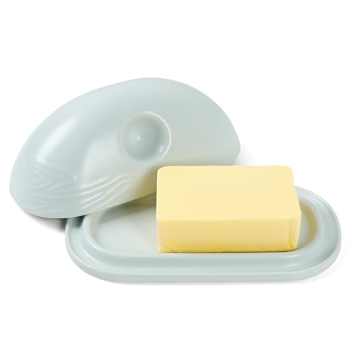 Butter dish, Ceramic Small Butter Dish with Lid, Original Design Mini Butter Crock Keeper with Handle, Mini Butter Container Cover and Water Sealing 2