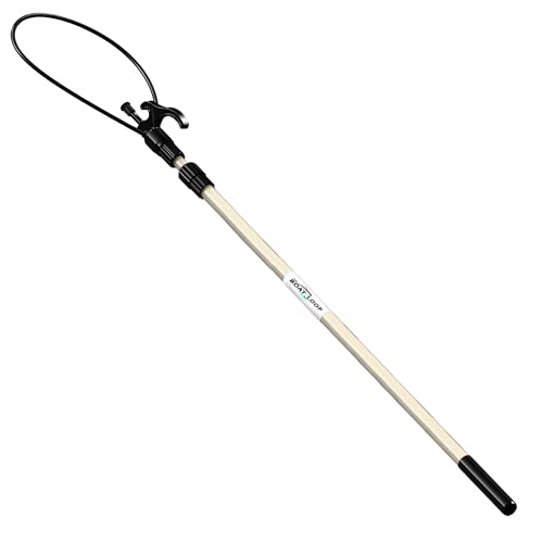 Boat Loop Extendable White Fiberglass Boat Pole with Flexible XL Loop & Quick-Lock System - Selectable Pole Length with Rubber Guard for Docks - Marine Rope Hook & Line Handling Tool