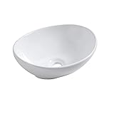 Oval Vessel Sink - Sarlai 16'x13' Bathroom Sink Oval Shape Above Counter White Porcelain Ceramic...