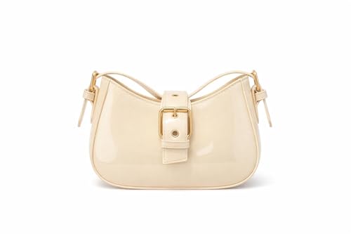 Image of Korean Style Leather Shoulder Bag with Buckle Glossy Finish Crossbody Purse for Daily Use Travel & Shopping Phone Purse with Adjustable Strap Lightweight Trendy Bag for Girls