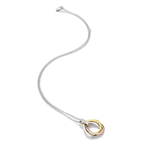 Image of Trio Teardrop Pendant Silver, Rose Gold and Gold Plate Accents | 925 Sterling Silver Diamond Necklace | Statement Trio Circle Pendant Mixed Metals
