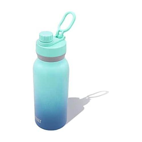 BUILT Wide Mouth Cascade Double Wall Vacuum Insulated Stainless Steel Bottle with Chug Lid, Twilight Blue Ombre, 32 Ounces